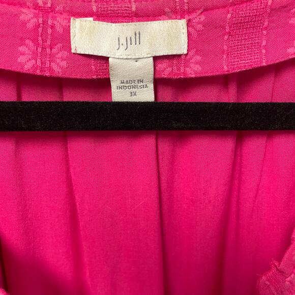 J. Jill Button Front Ruffle Neck Tiered Dress Pink Floral Print Womens 3X - Picture 5 of 7